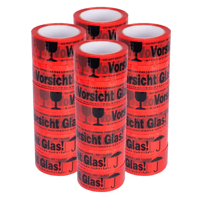 verpacking-klebeband-vorsicht-glas-packband-24-rollen-rot-50-mm-x-66-m image 1